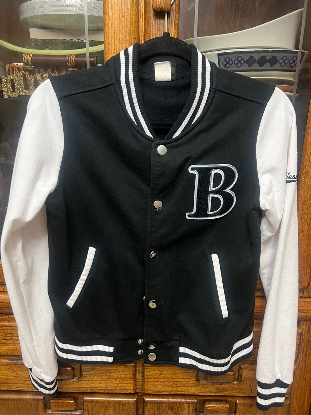 Black & White Varsity Jacket with 'B' Patch
